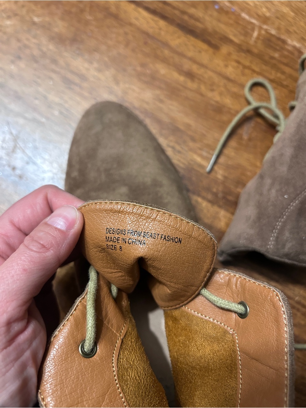Faux suede Victorian style lace up booties tan 8 - Picture 7 of 7